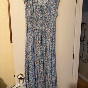 Old Navy Blue Floral Maxi Dress Medium